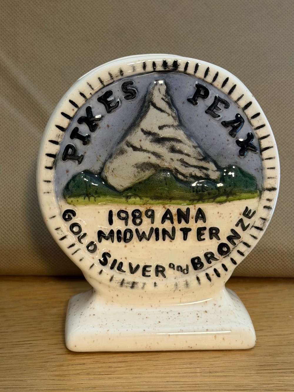 Pikes Peak 1989 ANA Midwinter Decorative Ceramic Plaque - White